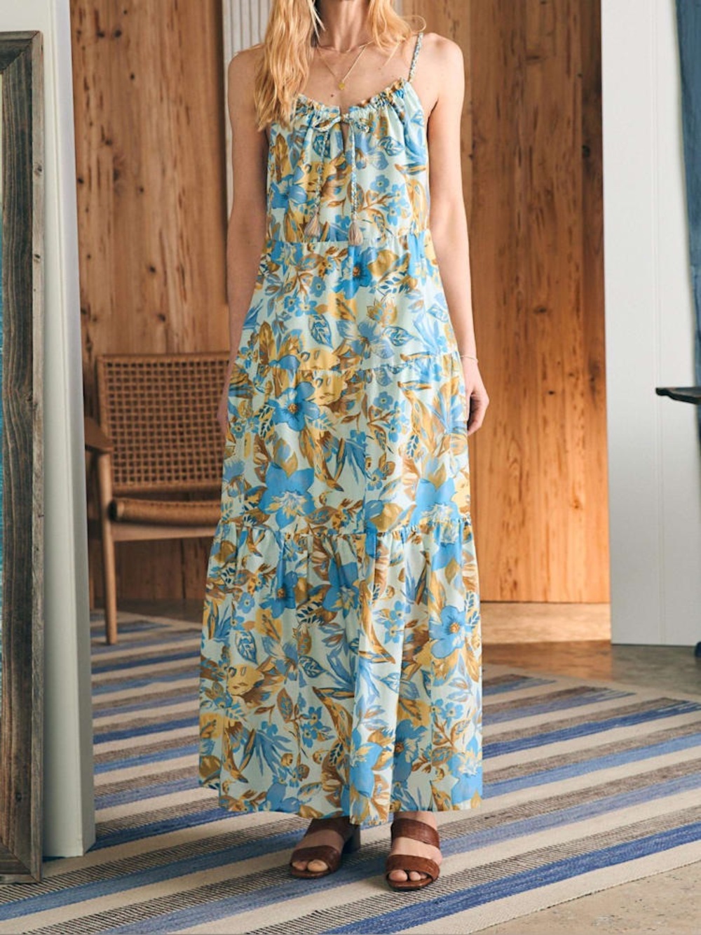 Faherty Silk Blend Sun Chaser Maxi Dress Size Medium 6177
